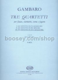 3 Quartets, No. 3: Quartet in G major - flute, clarinet, horn & bassoon (set of parts)