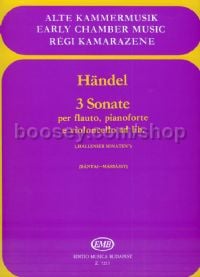 3 Sonatas - flute, piano & cello ad lib. (score & parts)