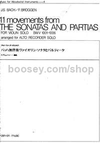 11 Movements from the Sonatas and Partias BWV 1001-1006 - treble recorder