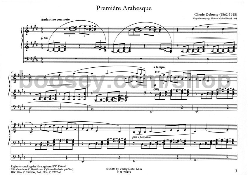 debussy claude 2 arabesques organ debussy arabesque sheet music