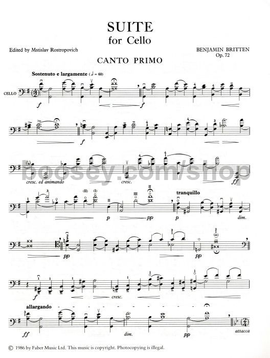 benjamin britten 3 suites for solo cello solo cello sheet music