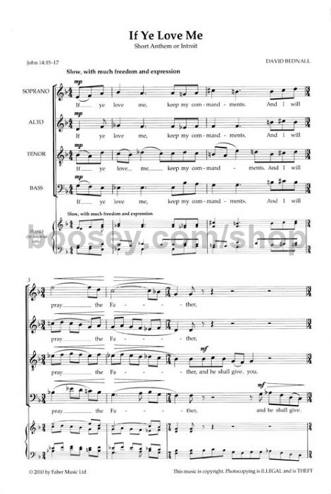 bednall david if ye love me satb if ye love me tallis sheet music