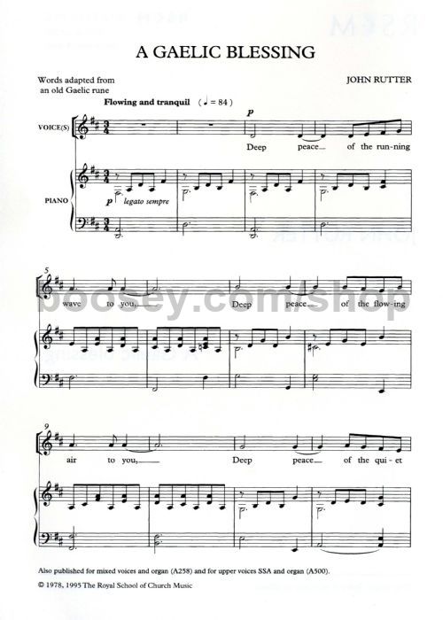 john rutter gaelic blessing unison voices john rutter requiem sheet music