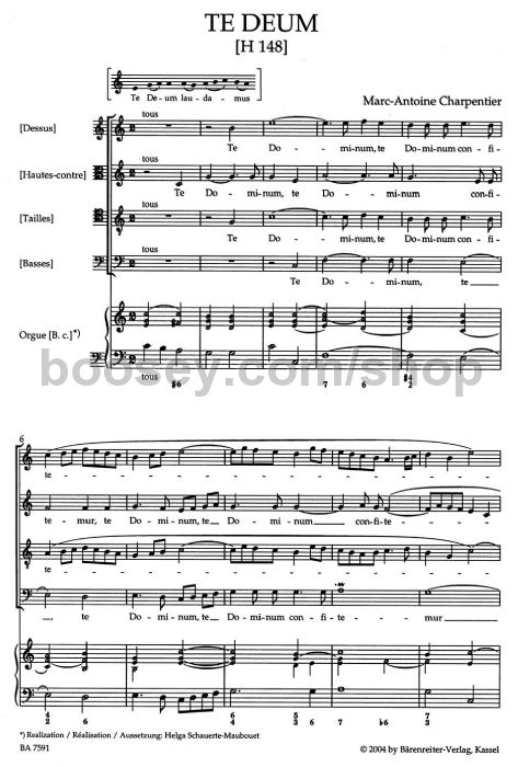 marc antoine charpentier te deum h 148 choral score urtext edition te deum charpentier sheet music