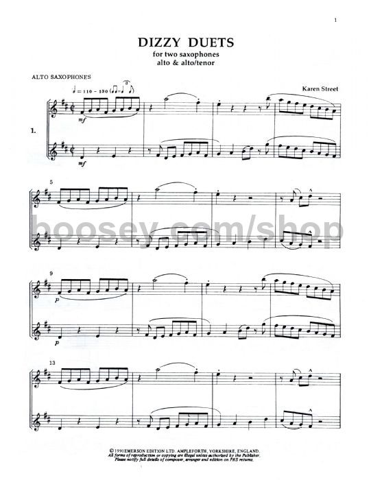 Karen Street Dizzy Duets for 2 Saxophones Alto & Tenor