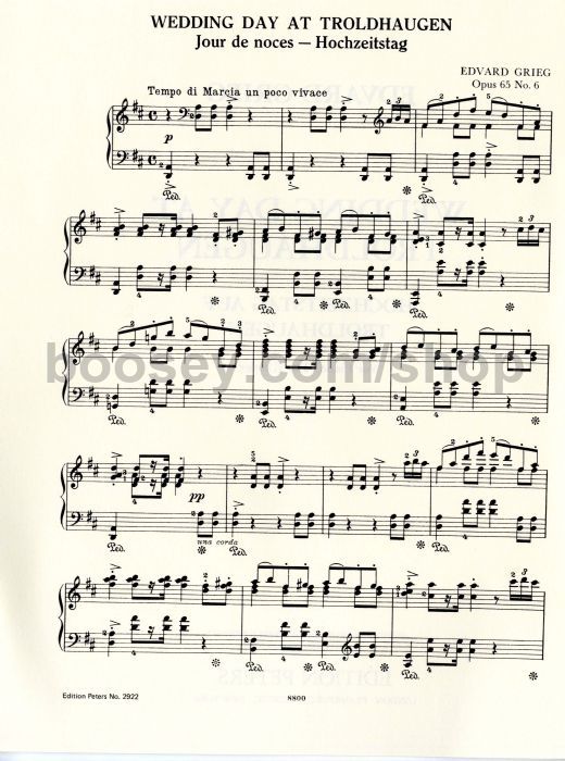 edvard grieg wedding day at troldhaugen op 65 no 6 grieg wedding day at troldhaugen sheet music