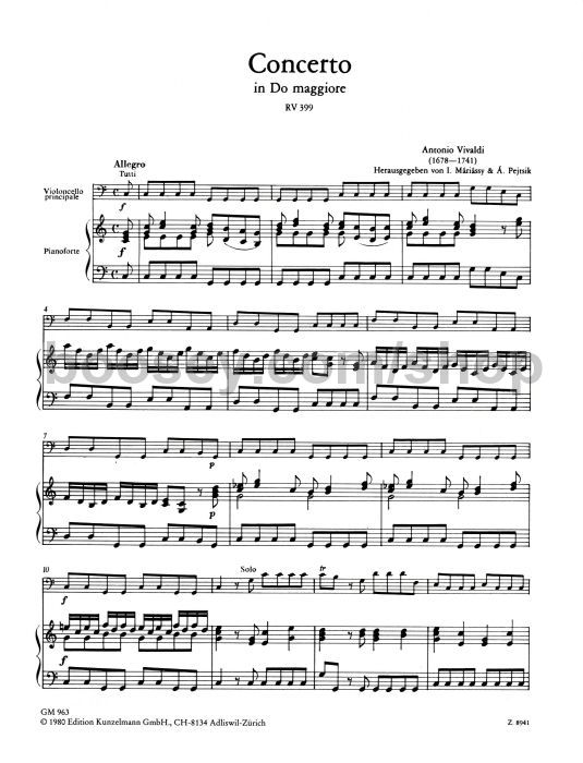 antonio vivaldi cello concerto in c major rv399 for cello and piano vivaldi guitar concerto in d major sheet music
