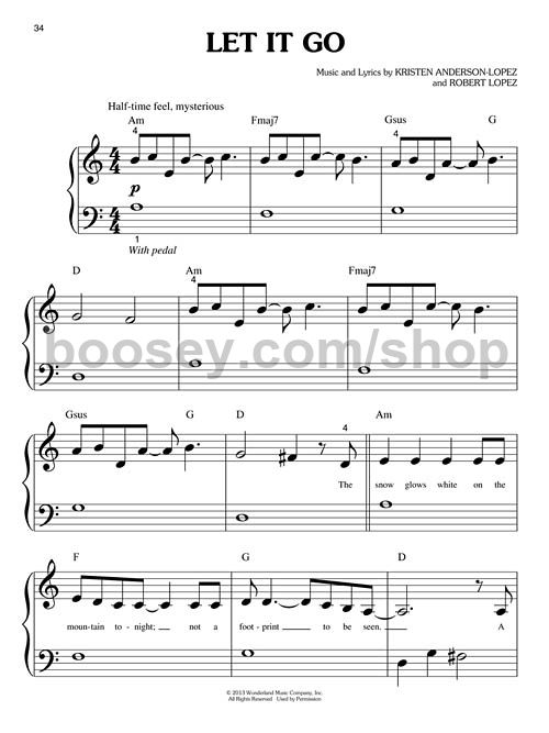 lopez robert anderson lopez kristen frozen music from the big note piano sheet music