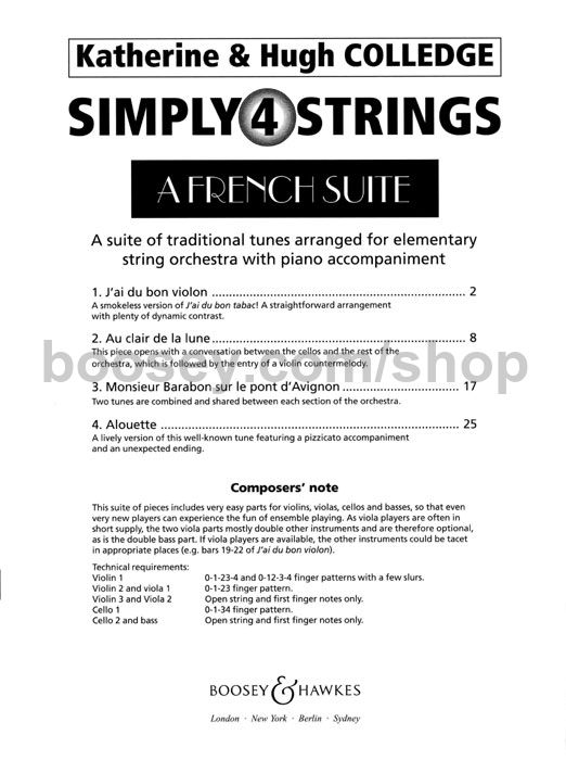 Katherine & Hugh Colledge Simply 4 Strings French Suite (New Edition
