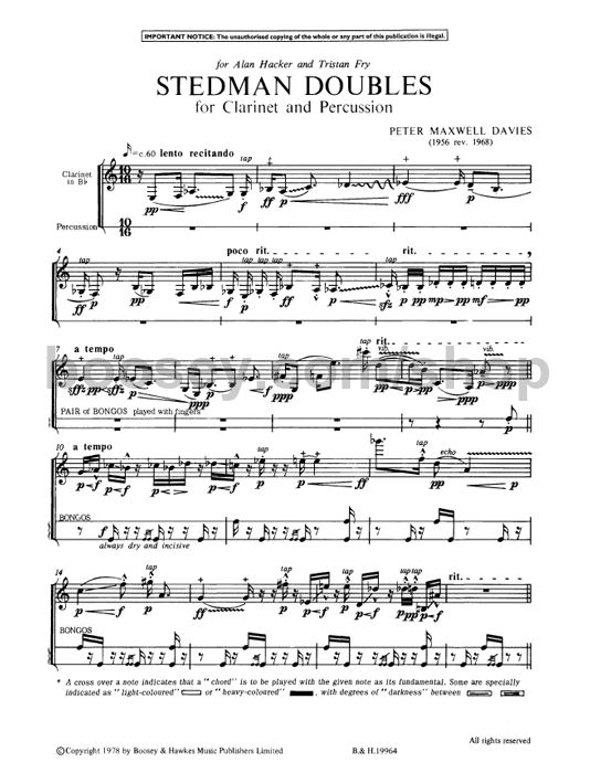 Peter Maxwell Davies Stedman Doubles Percussion)