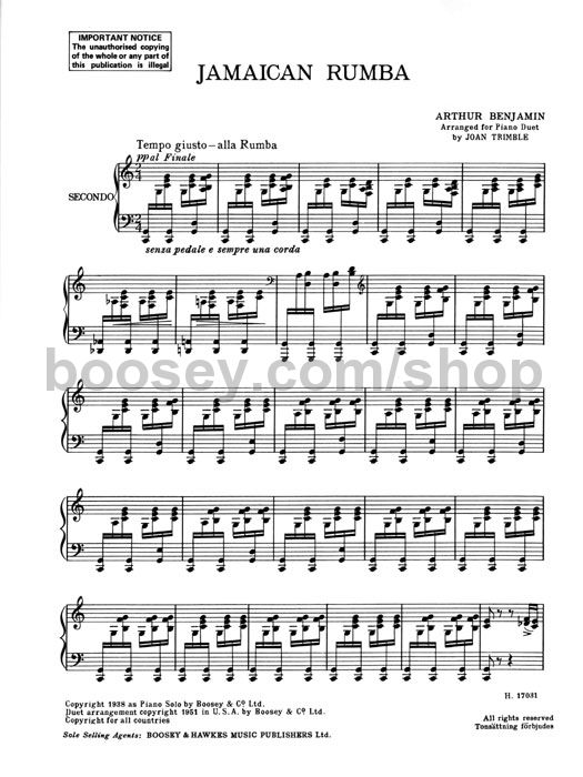 Arthur Benjamin Jamaican Rumba (Piano, 4 Hands)