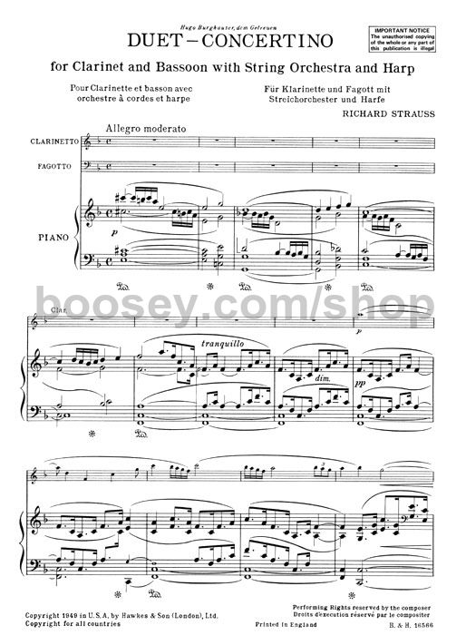 Richard Strauss Duet Concertino Bassoon & Piano)