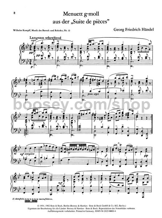 Georg Friedrich Handel Minuet In G Minor
