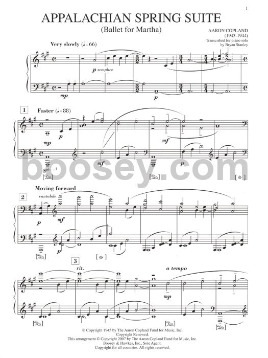 aaron copland ballet music for piano appalachian spring sheet music
