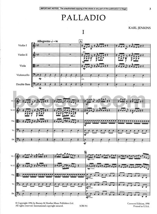 Karl Jenkins Palladio (String Orchestra Score & Parts)