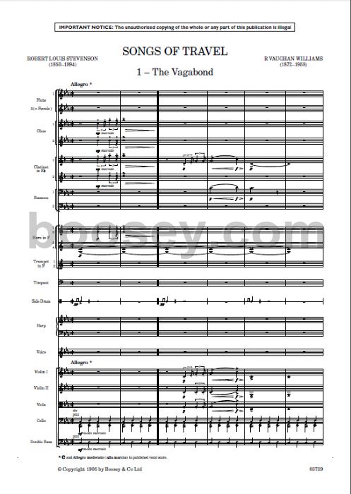 Ralph Vaughan Williams Songs Of Travel Hps1570 Hawkes Pocket Scores