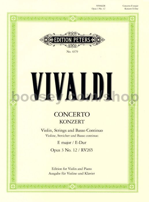 Antonio Vivaldi - Concerto in E Major Op.3 No.12 RV 265 (Violin Piano)