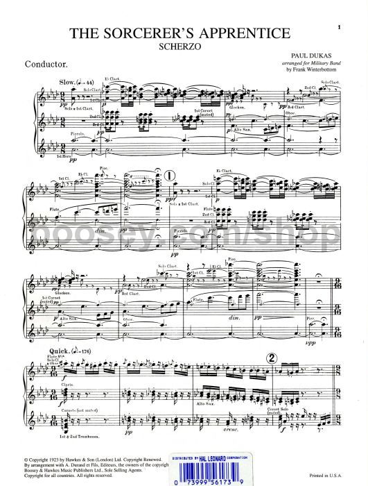 Paul Dukas Sorcerer's Apprentice (Symphonic Band Full score)