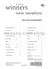 Easy Winners - Piano Accompaniment for Tenor Saxophone