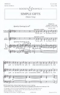 Simple Gifts (Shaker Song) SA or TB & piano