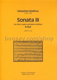 Sonata III in A major - flute, violin & basso continuo (score & parts)