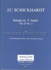 Sonata Op. 22 No.1 2 Rec/oboe/bass Cont 