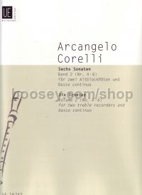 Six Sonatas volume two - 2 recorders & basso continuo