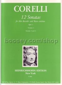 12 Sonatas Op. 5 vol.3 Treble Recorder & Piano