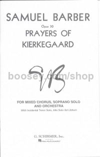 Prayers Of Kierkegaard Vocal Score