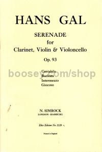Serenade Op. 93 Clarinet/violin/cello Score 