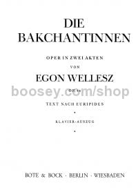Bakchantinnen  (Vocal Score) (French, German)