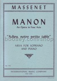 Manon Adieu Notre Petite Table Sop/Piano Fr