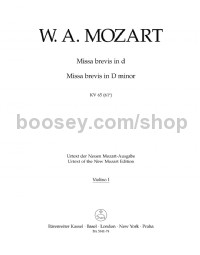Missa Brevis in D Minor (K65) (Violin 1 Part)