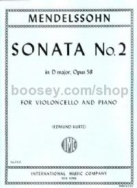 Sonata No.2 D maj Op 58 for cello & piano