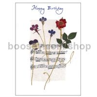 Happy Birthday Handmade Card with Real Flowers