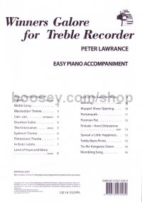 Winners Galore for Treble Recorder, arr. Lawrance Piano accompaniment