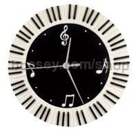 Wall Clock Round - Keyboard & Music Symbols
