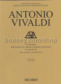 Concerti RV 468, RV 482 per fagotto, archi e BC (Score)