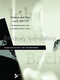 Fantasie und Fuge c-Moll BWV 537 - 4 saxophones (SATBar) or saxophone ensemble (SATBarB) (score & pa