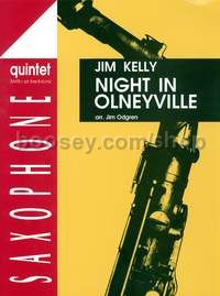 Night in Olneyville - 5 saxophones (SAATBar); double bass, percussion ad lib (score & parts)