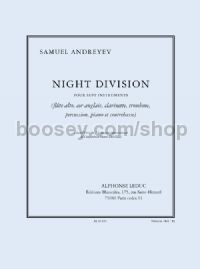 Night division pour 7 instruments (flute alto, cor anglais, clarinette, trombone, percussion, piano 