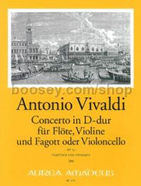 Concerto in D major RV 92 for flute, violin & bassoon or cello (score & parts)