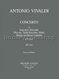 Concerto in A minor RV 445 - piccolo, strings, basso continuo (score)