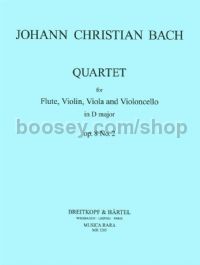 Quartet in D major, op. 8, no. 2 - flute, violin, viola, cello (set of parts)