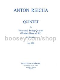 Quintet in E minor, op. 106 - horn & string quartet (set of parts)