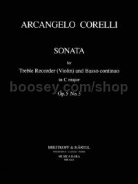 Sonata in C, Op. 5, No. 3 for treble recorder & basso continuo