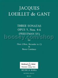 6 Sonatas Op. 5 (Priestman XV), Nos. 4-6 - descant recorder & piano