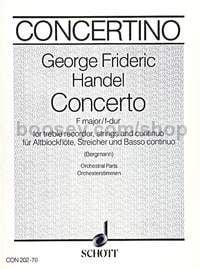 Concerto in F major - treble recorder, strings and basso continuo (set of parts)