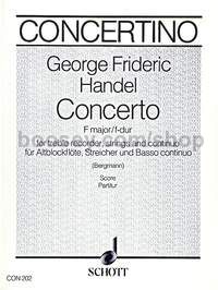 Concerto in F major - treble recorder, strings and basso continuo (score)