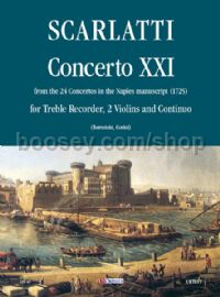Concerto No. 21 for Treble Recorder (Flute), 2 Violins & Continuo (score & parts)